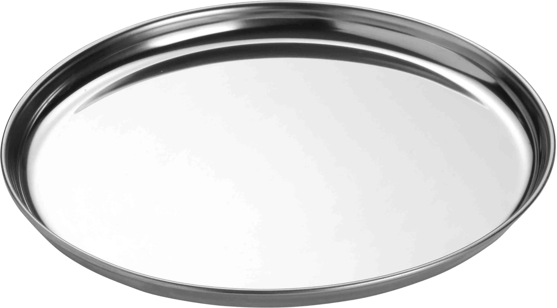 Servierplatte aus Edelstahl, Silber, Rund