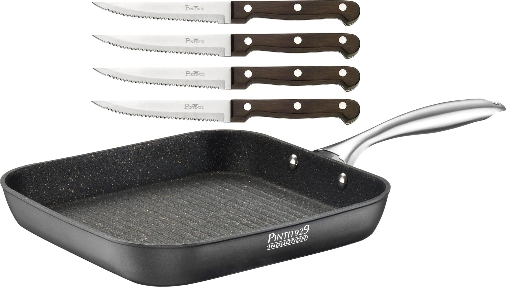 Pinti Inox Grillpfanne ST1 Schwarz/Edelstahl 26cm Induktion
