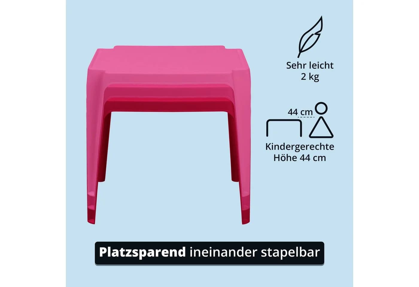 Progarden Kindertisch Pink Pflegeleicht Wetterfest Stapelbar - Bild 4