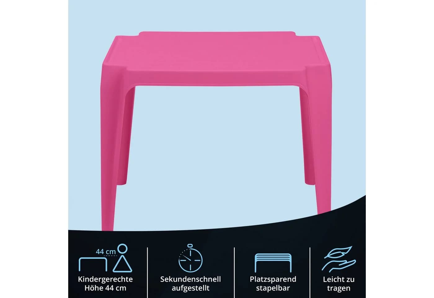Progarden Kindertisch Pink Pflegeleicht Wetterfest Stapelbar - Bild 5
