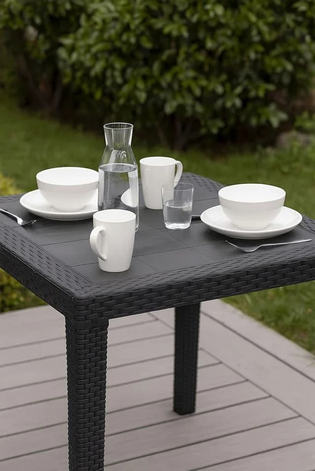 Progarden Gartentisch Anthrazit Kunststoff Rattanoptik - Bild 4