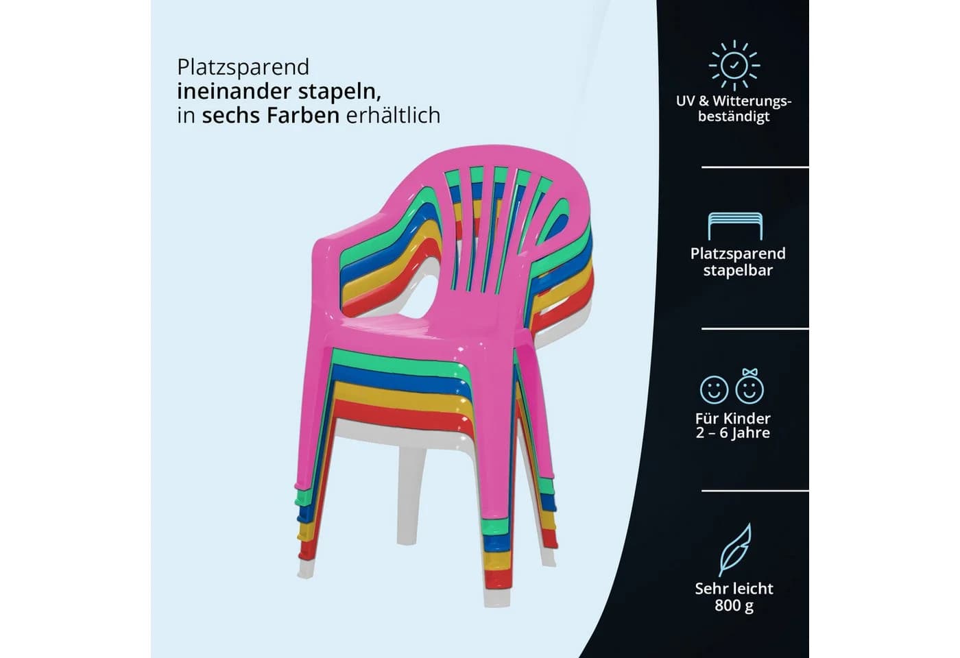 Ipae-Progarden Kinderstuhl Gelb Vollkunststoff Monoblock Stapelbar - Bild 3