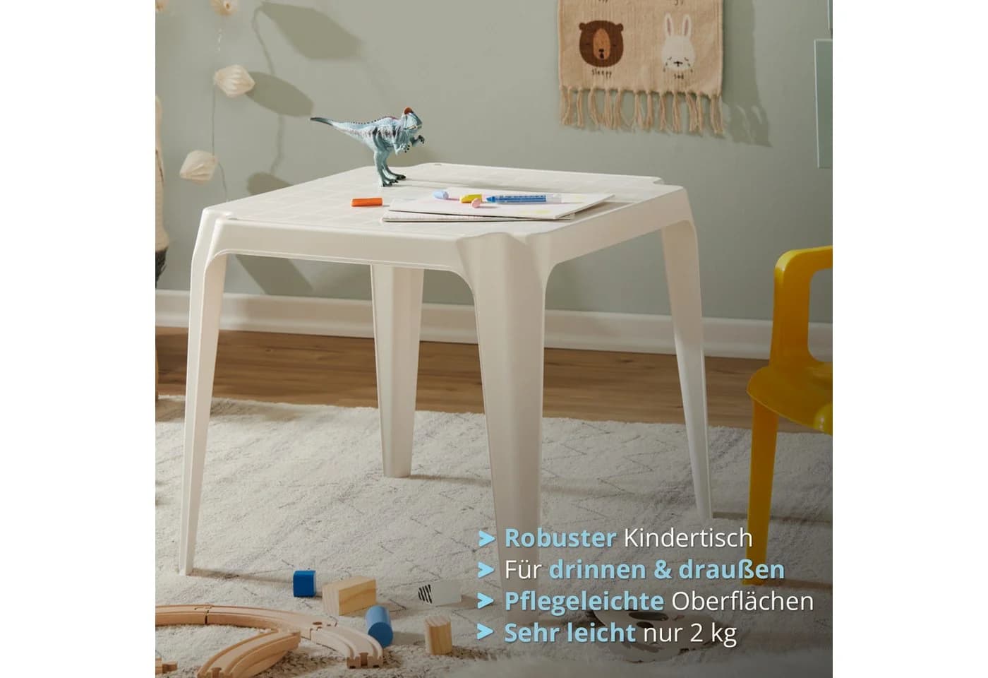 Progarden Kindertisch Weiß Kunststoff Stapelbar Outdoor - Bild 2