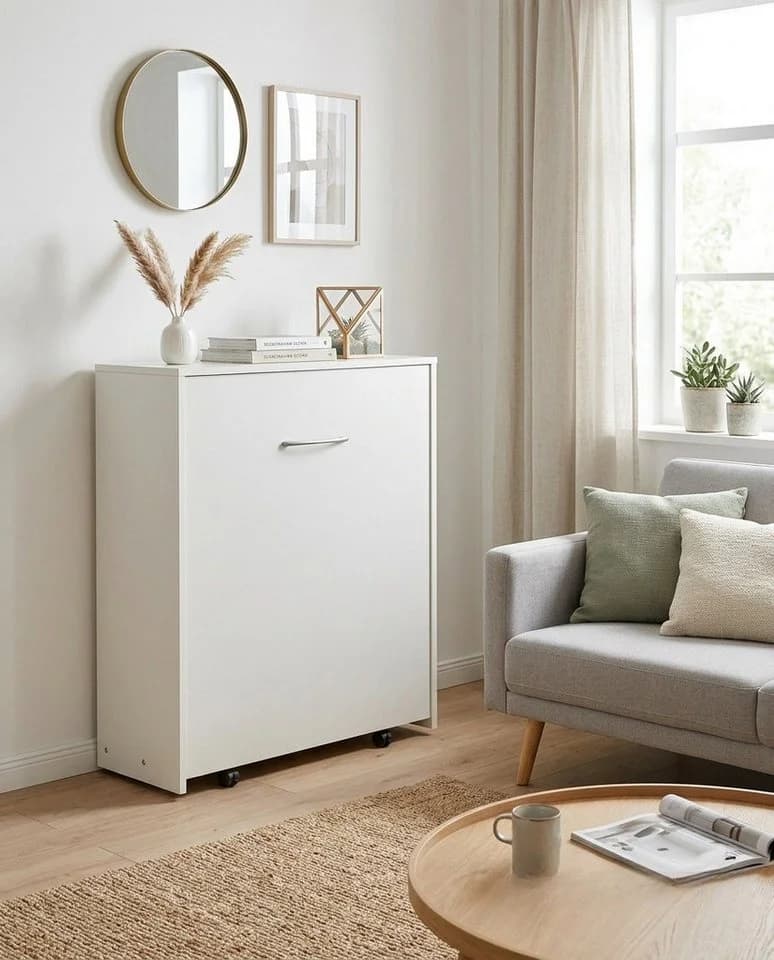 HOME AFFAIRE Schrankbett Sognum Wandklappbett Kommodenoptik Weiss Grau