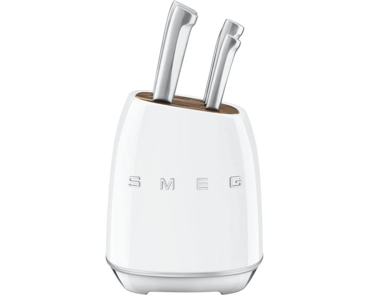 Smeg Messerblock-Set Weiß 6-teilig Edelstahl Akazienholz - Bild 2