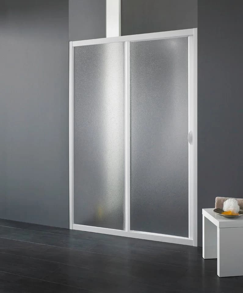 Duschtür aus Acrylglas und Kunststoff in Tropfenoptik - Bild 2