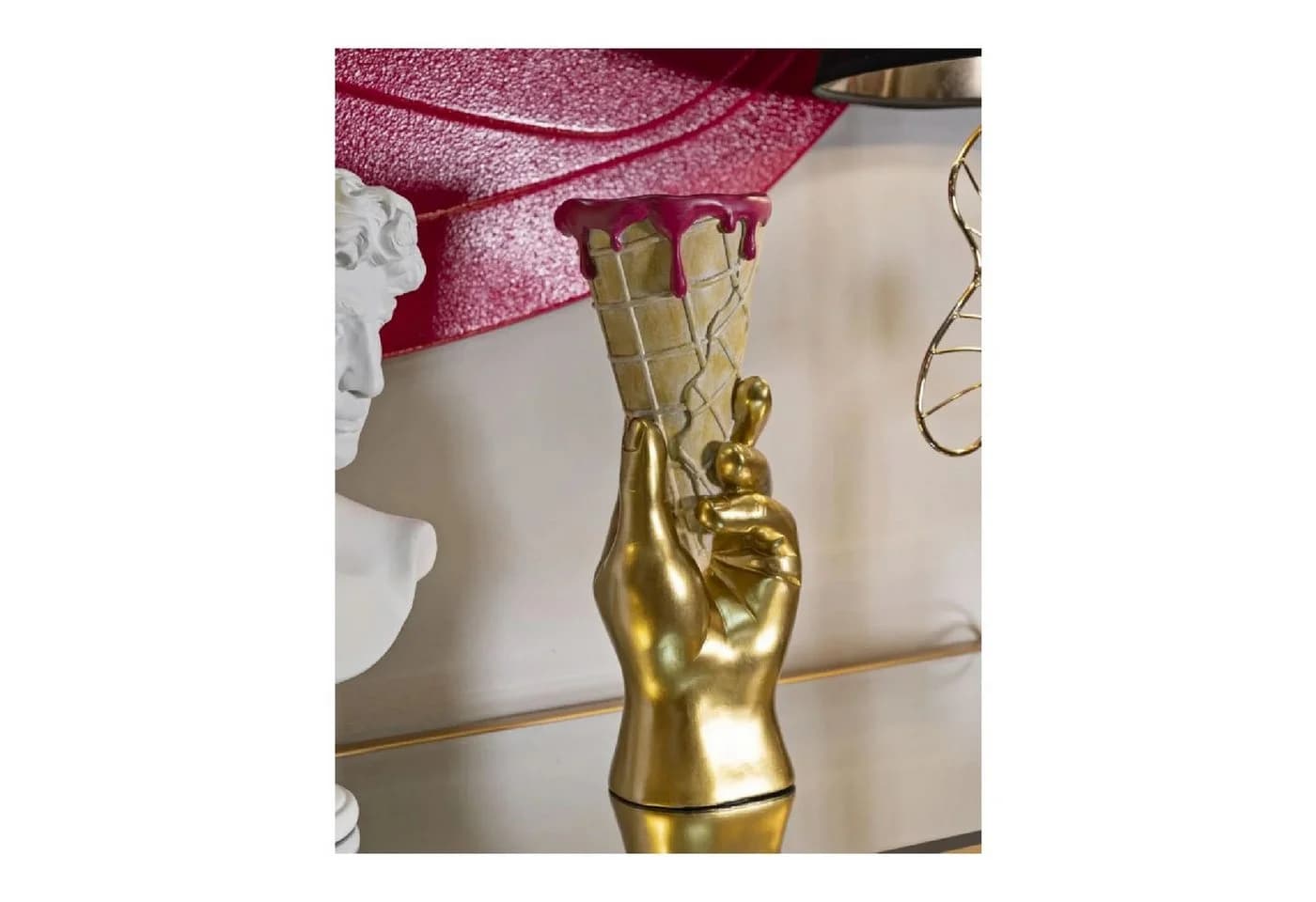 MF Dekovase Icecream Glamy Goldhand Pink