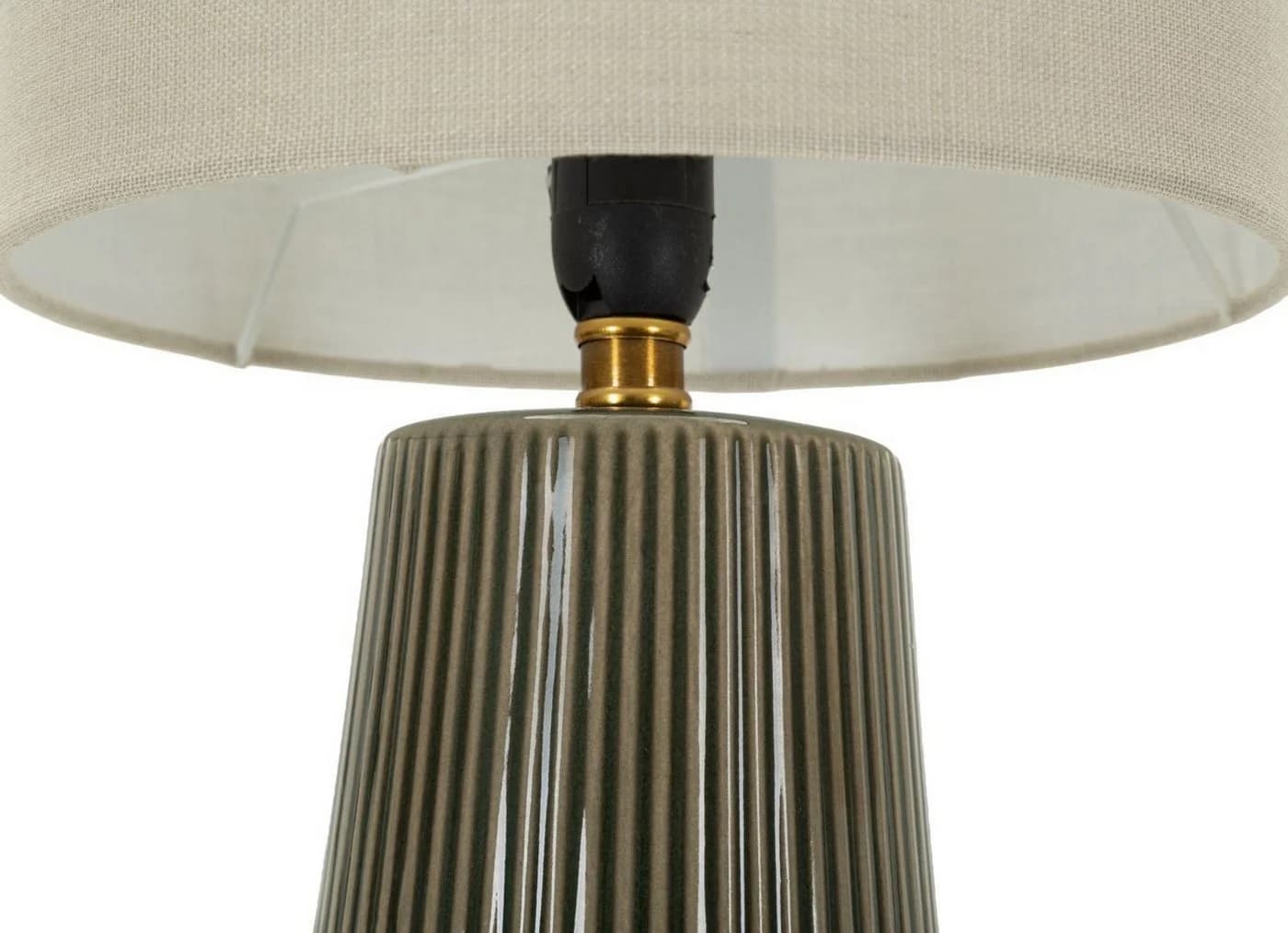 Natur24 Tischleuchte Harmony Beige Grün Eisen Keramik Stoff