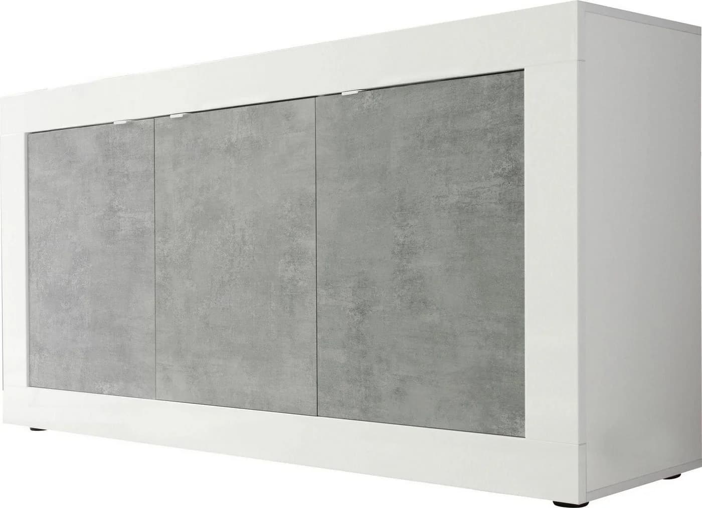 HOME AFFAIRE Sideboard Basic 160cm Weiß Hochglanz Beton-Optik - Bild 2