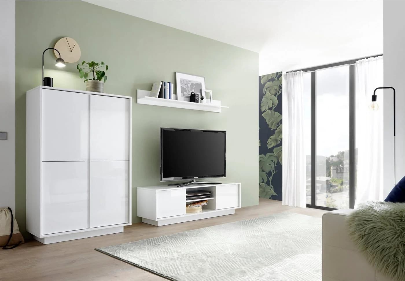 Highboard HOME AFFAIRE Ice Weiß Hochglanz Grifflos Sideboard - Bild 5