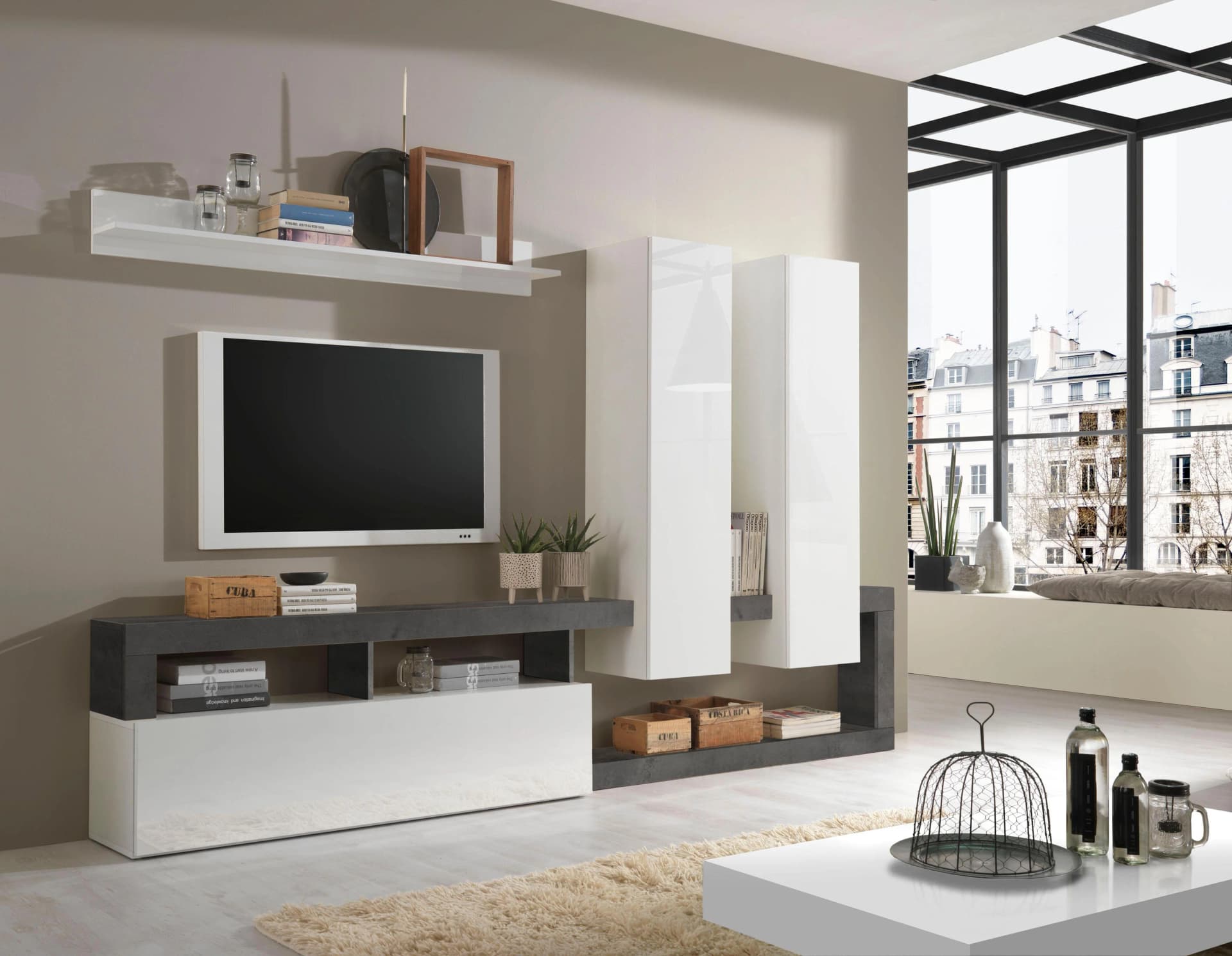 Wohnwand HOME AFFAIRE Hamburg Weiß/Ossido Modern Hochglanz