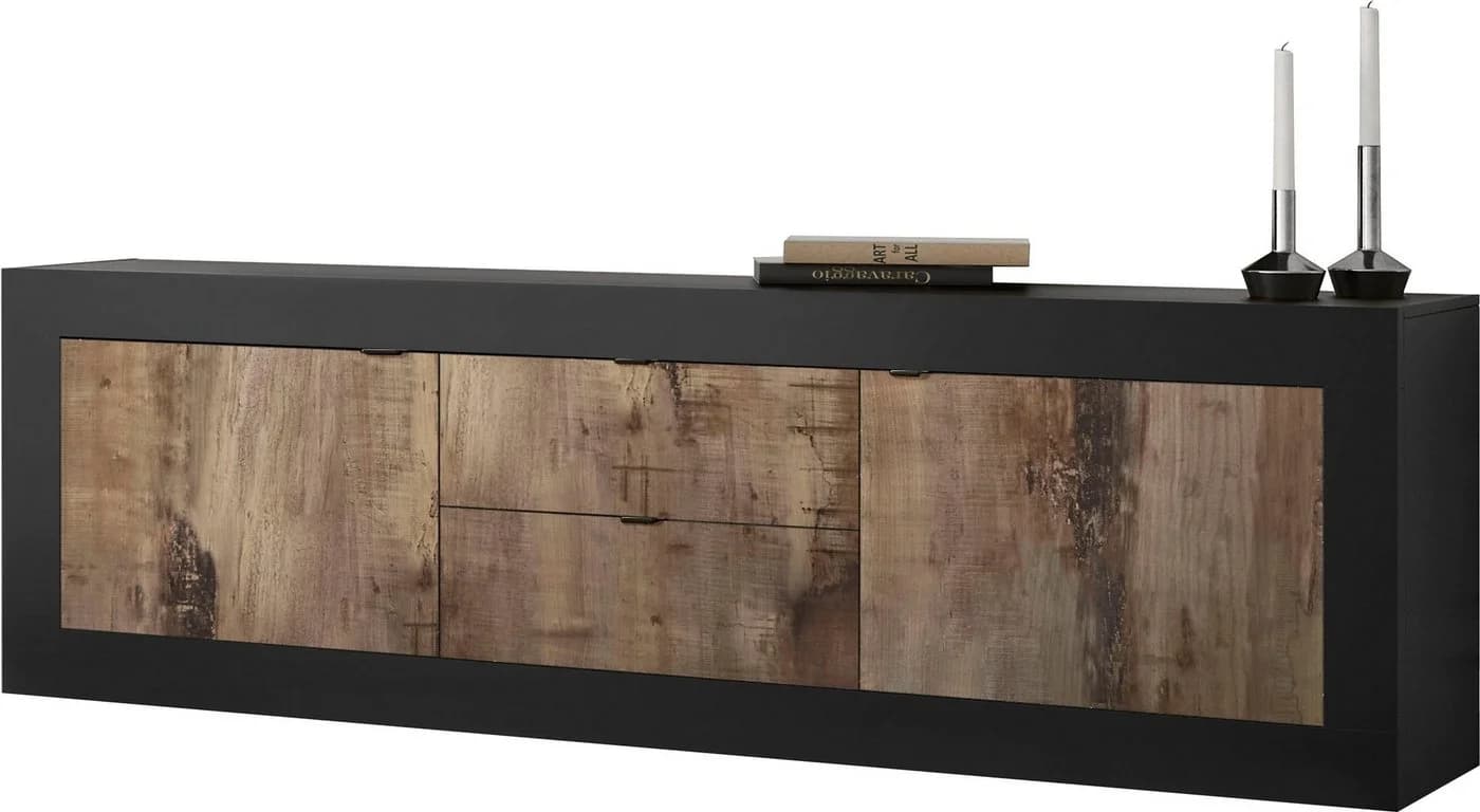 Home affaire Lowboard Basic 210 cm Schwarz Matt Metallgriff - Bild 2