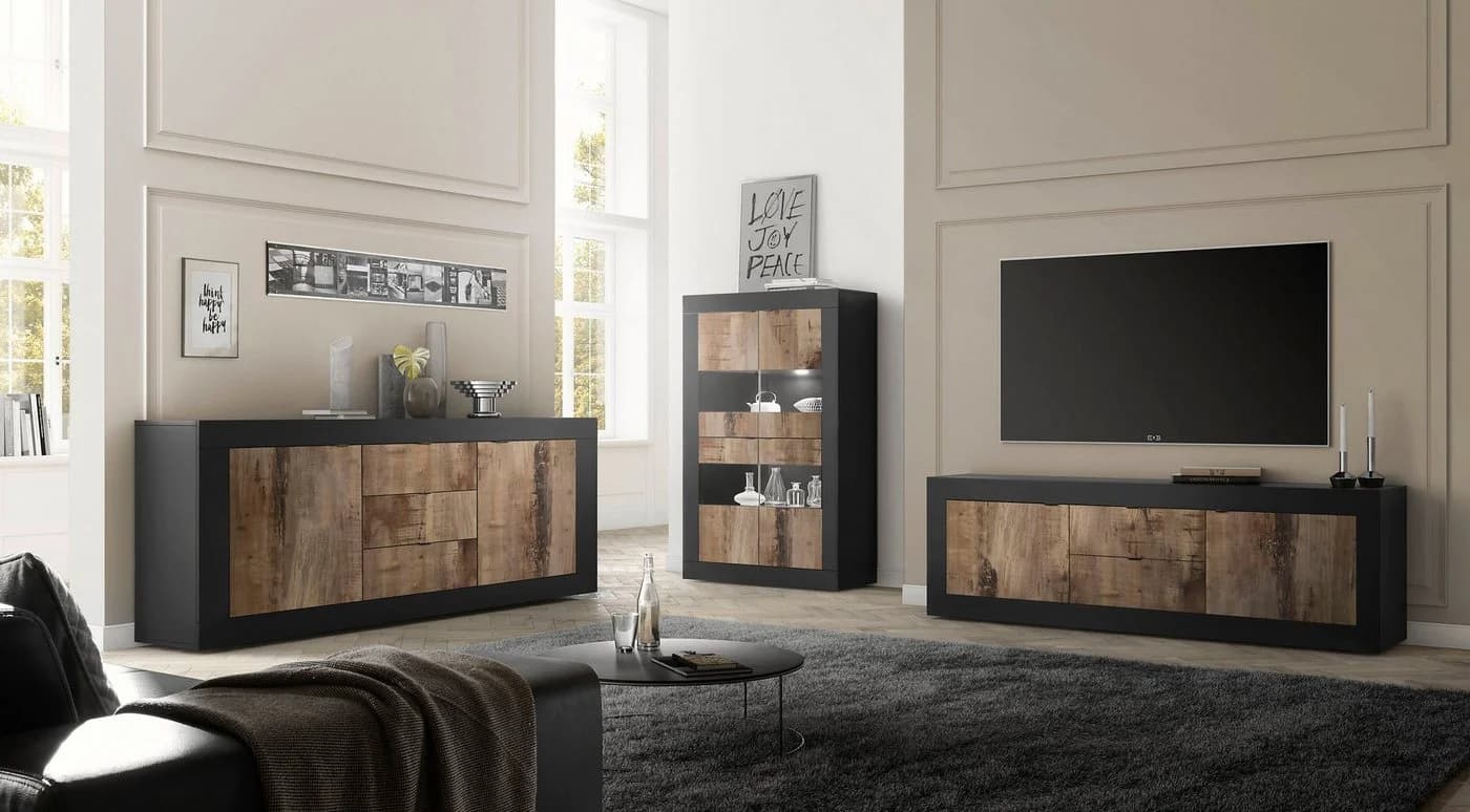 Home affaire Lowboard Basic 210 cm Schwarz Matt Metallgriff - Bild 3
