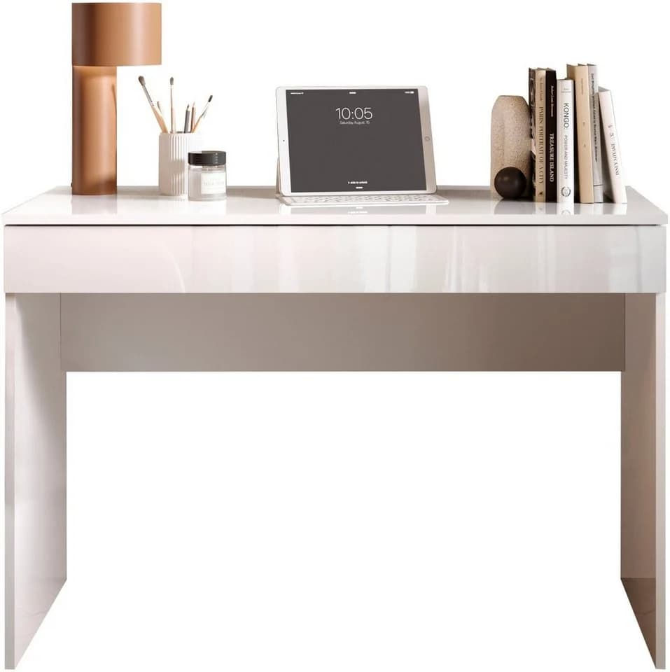 OTTO HOME Schreibtisch Basic Weiß Hochglanz mit Schublade - Bild 2