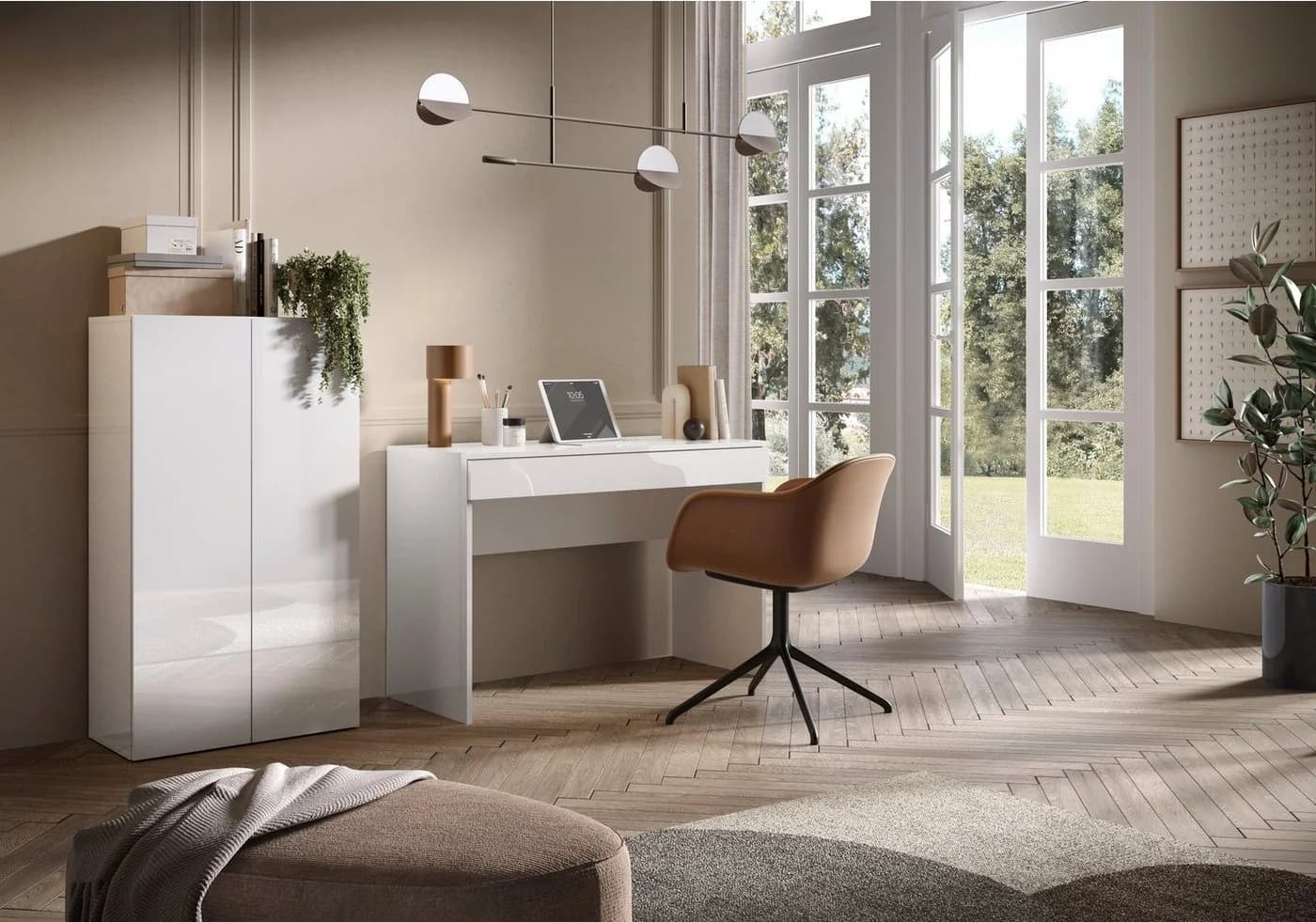 OTTO HOME Schreibtisch Basic Weiß Hochglanz mit Schublade - Bild 4