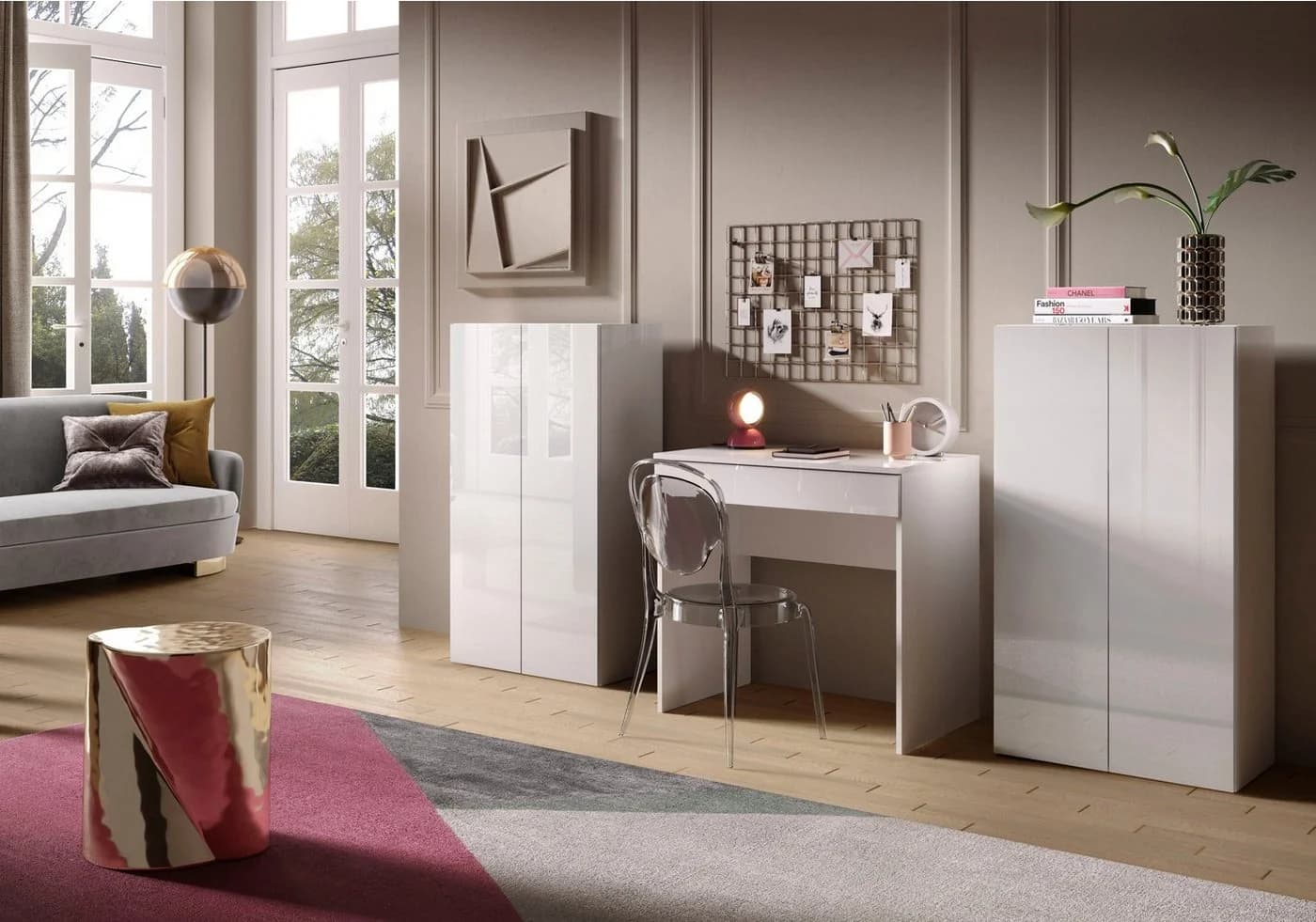 OTTO HOME Schreibtisch Basic Weiß Hochglanz mit Schublade - Bild 4