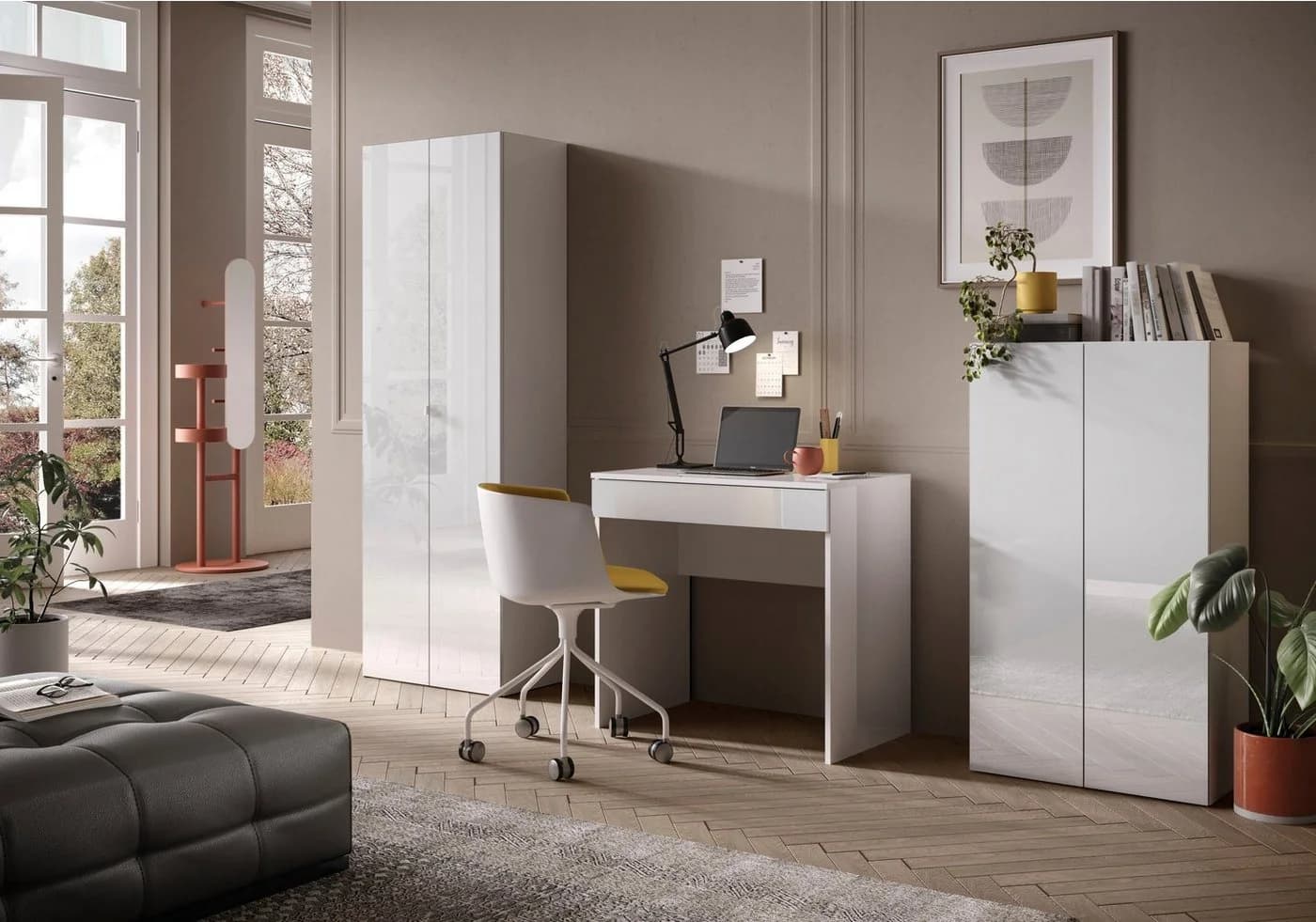 OTTO HOME Schreibtisch Basic Weiß Hochglanz mit Schublade - Bild 5