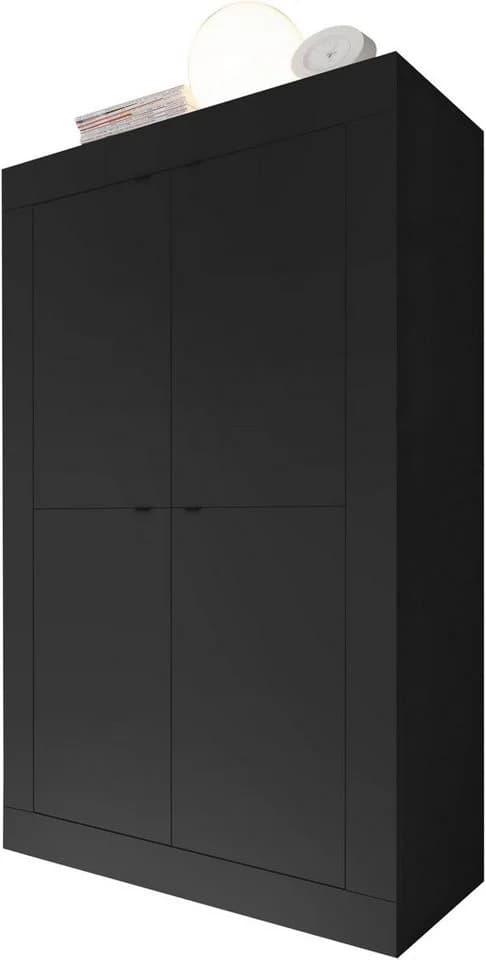 HOME AFFAIRE Highboard Basic 4 Türen Schwarz Matt Modern