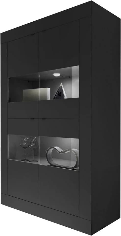 HOME AFFAIRE Vitrine Basic 162 cm Schwarz Matt 4 Türen - Bild 2