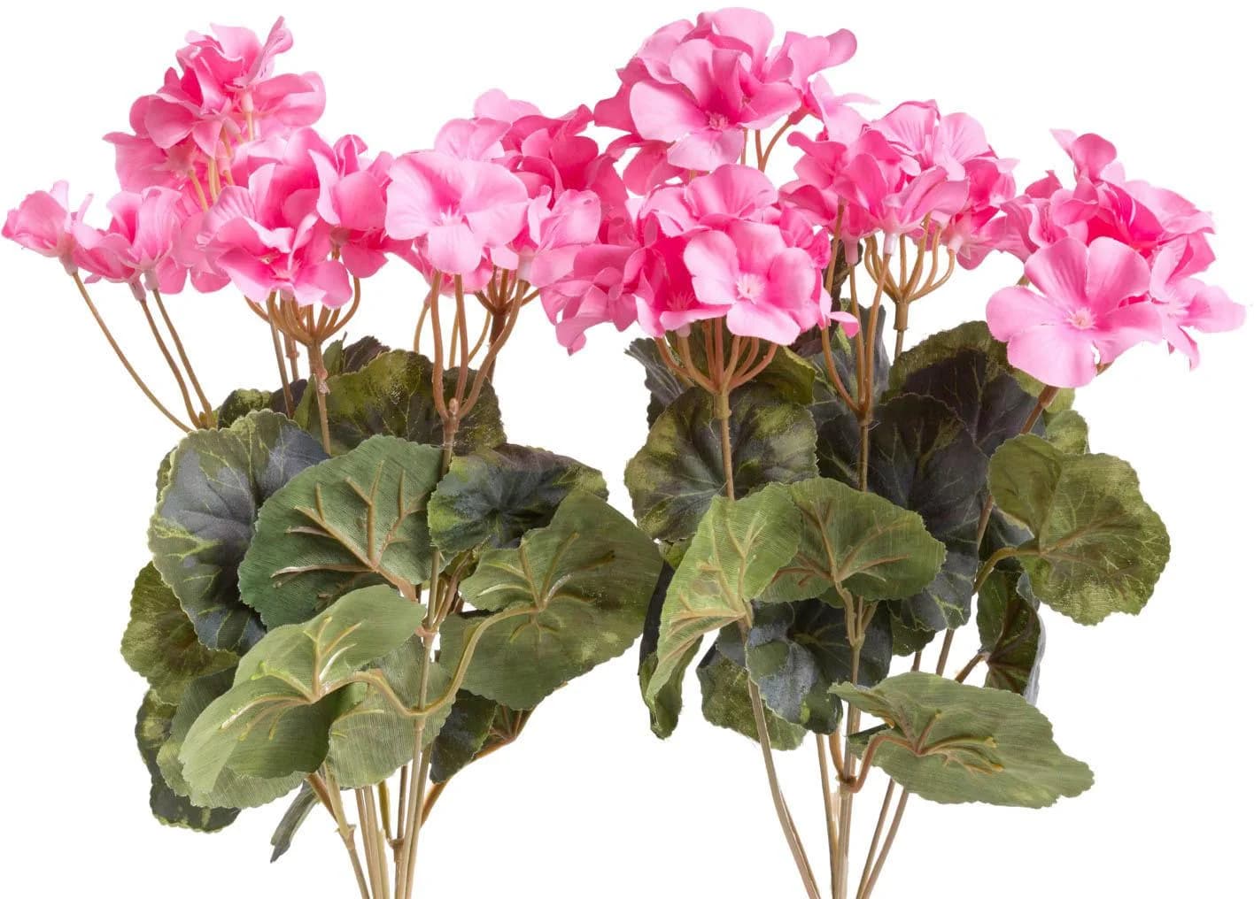 BOTANIC-HAUS Kunstblume Geranienbusch Pink Kunststoff