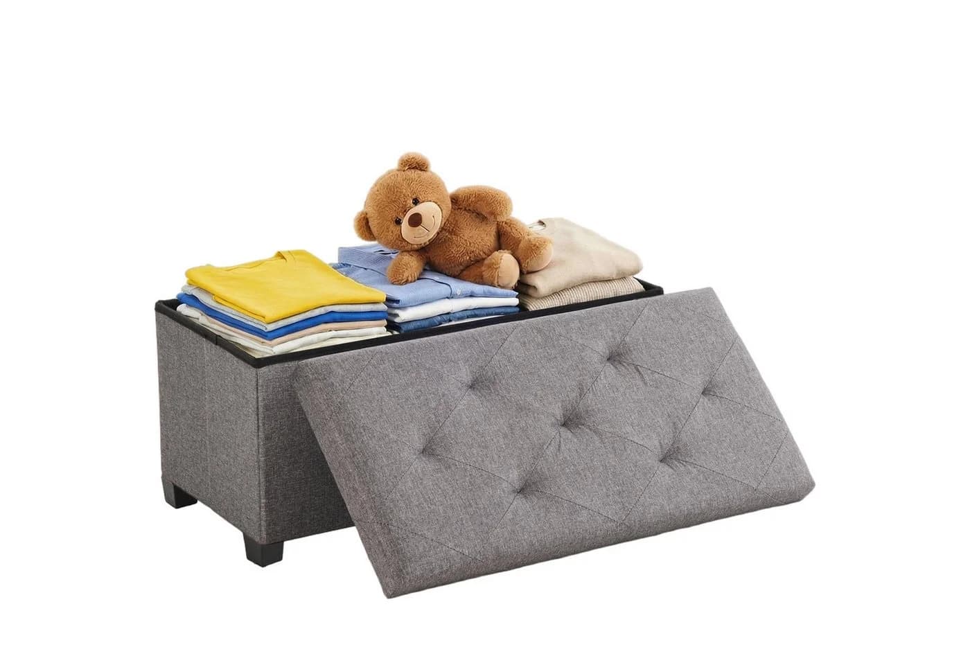 DUMOS Sitzhocker mit Stauraum, klappbare Sitzbank mit Beinen, Aufbewahrungsbox - Bild 2