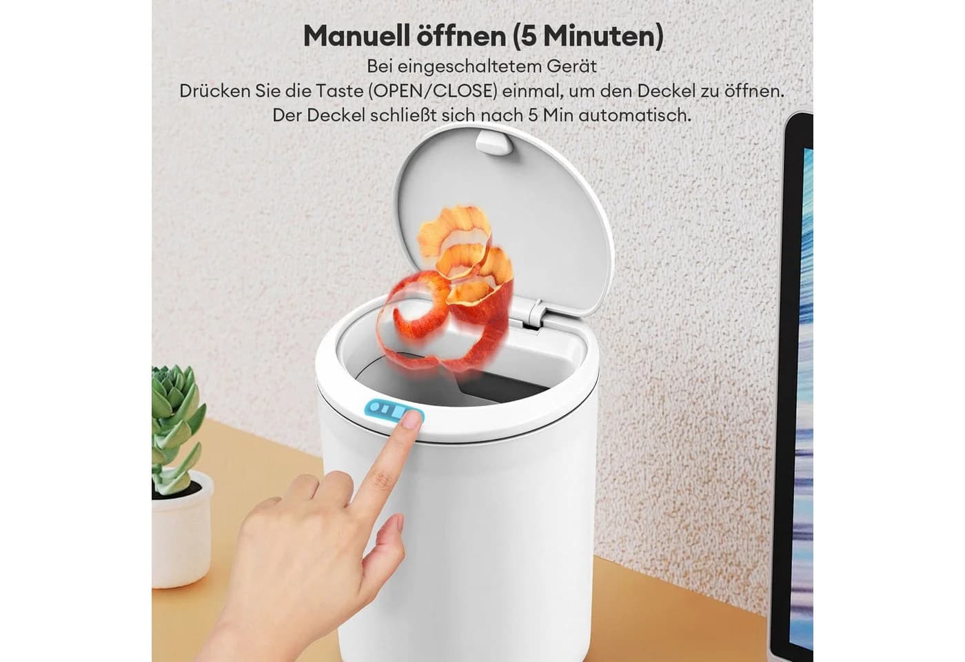 CkeyiN Pro Kosmetikeimer mit Infrarotsensor und Softclose-Deckel, Weiß - Bild 3