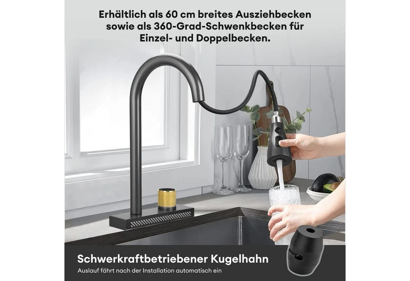 CkeyiN Pro Küchenarmatur Edelstahl 304 mit 4 Modi & 360° Schwenkbar - Bild 3