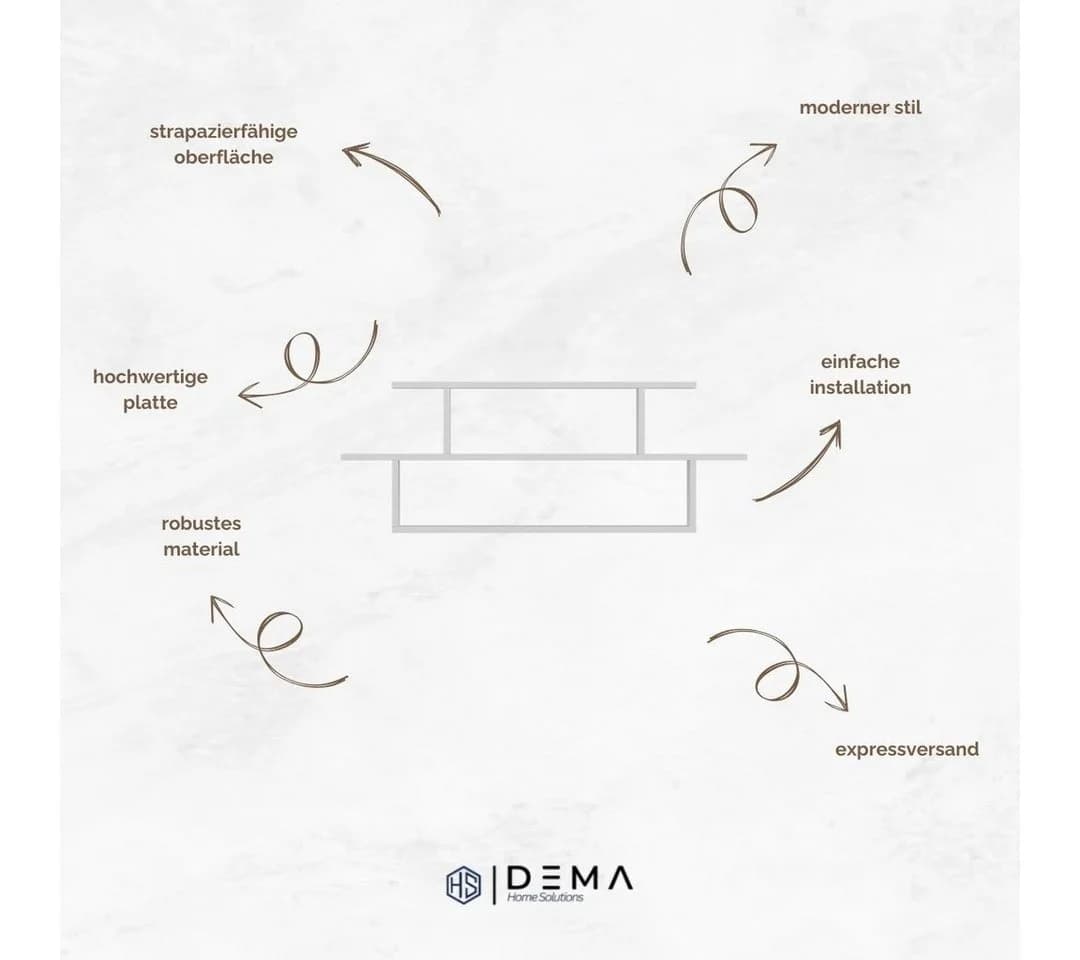 DEMA Home Deko-Wandregal Seneca Grau Schweberegal - Bild 4