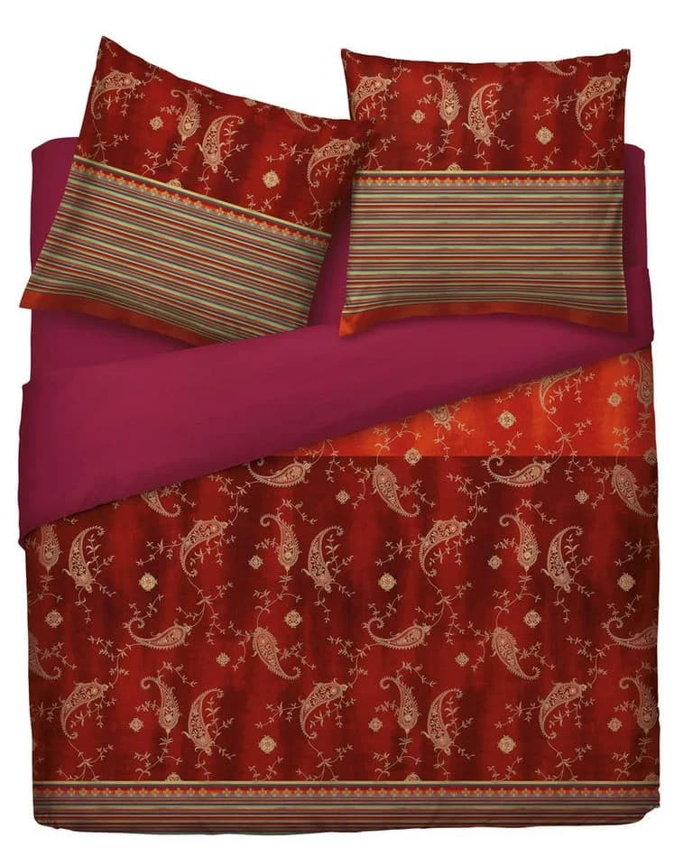 Bassetti Mako Satin Bettwäsche Gradara Rot 140x200 + 70x90 cm
