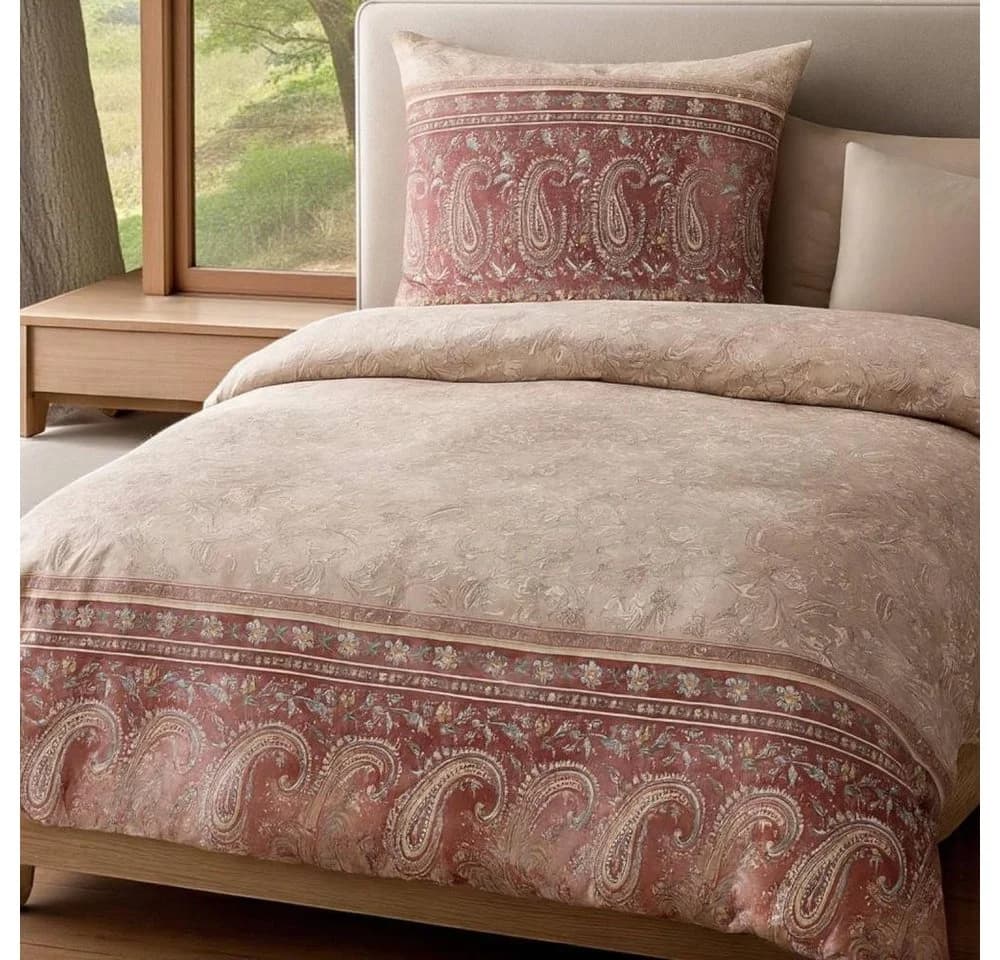 Bassetti Bettwäsche Mako Satin Como 41 Beige Creme Rot - Bild 2