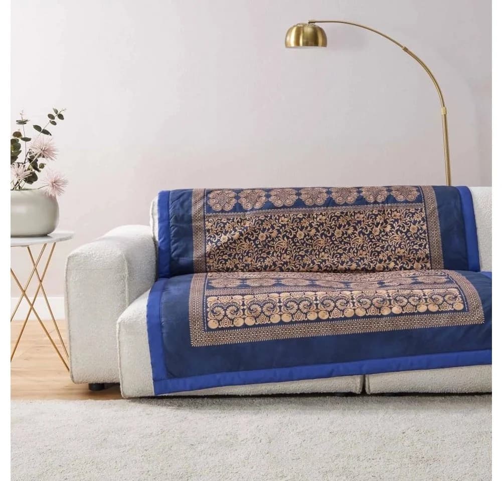 Bassetti Plaid Torcello 135x190 cm Blau Filigranes Muster - Bild 2