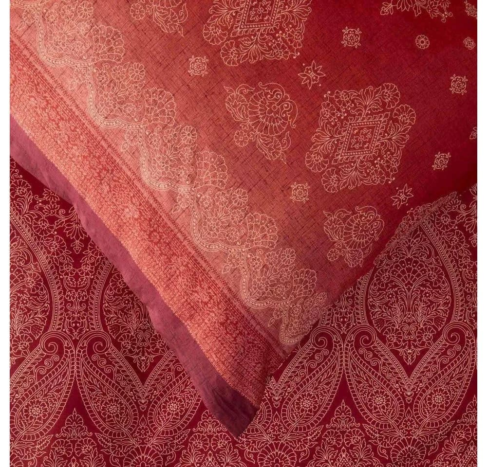 Bassetti Bettwäsche Kerala Mako Satin Rubinrot Paisley 2-teilig