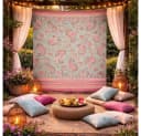 Bassetti Wohndecke Granfoulard Paisley Türkis Rosa Bild 1
