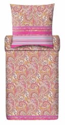 Bassetti Mako-Satin Bettwäsche 155x220 Fuxia Paisley Streifen Bild 1