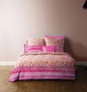Bassetti Mako-Satin Bettwäsche 155x220 Fuxia Paisley Streifen Bild 2