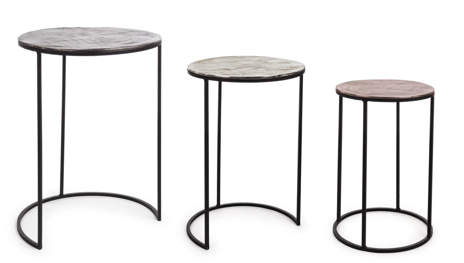 ANDREA BIZZOTTO Beistelltisch TAHIR 3er Set Aluminium/Stahl