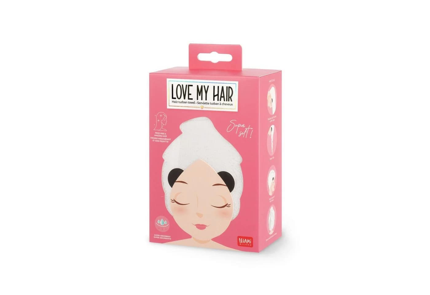 Legami Turban-Handtuch für die Haare - Love My Hair Panda