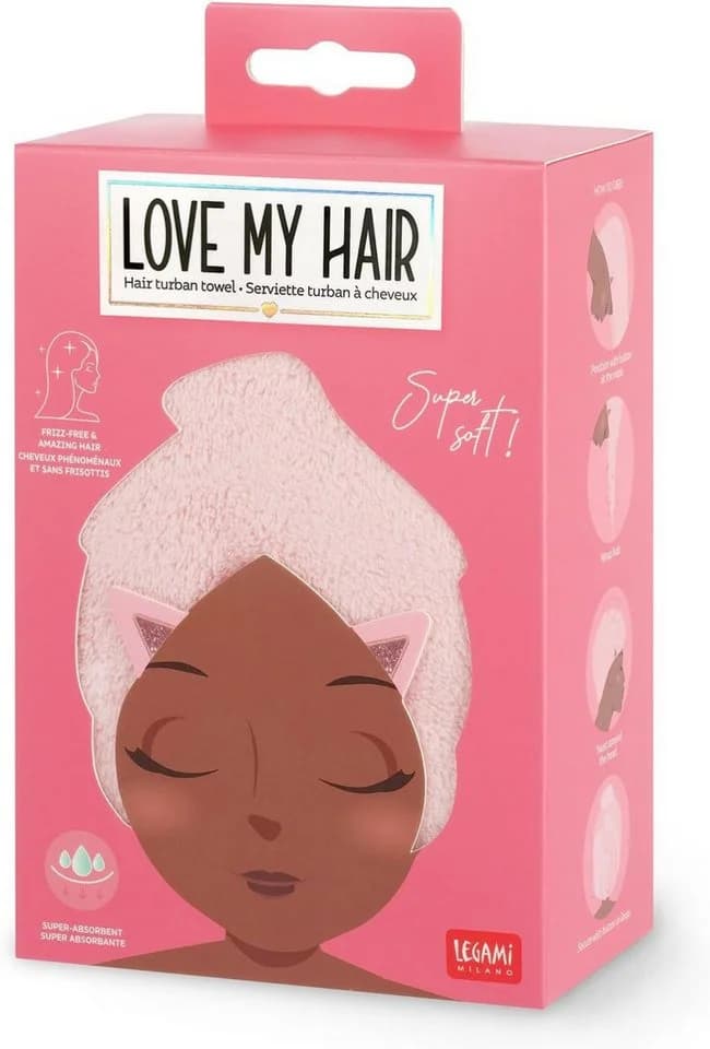 Legami Turban-Handtuch für Haare - Mikrofaser mit Knopfverschluss - Bild 2