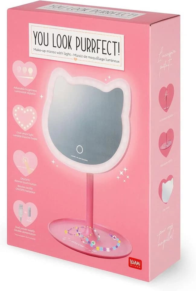 Legami Schminkspiegel Kitty LED mit Dimmer & Katzenkopf-Design - Bild 2