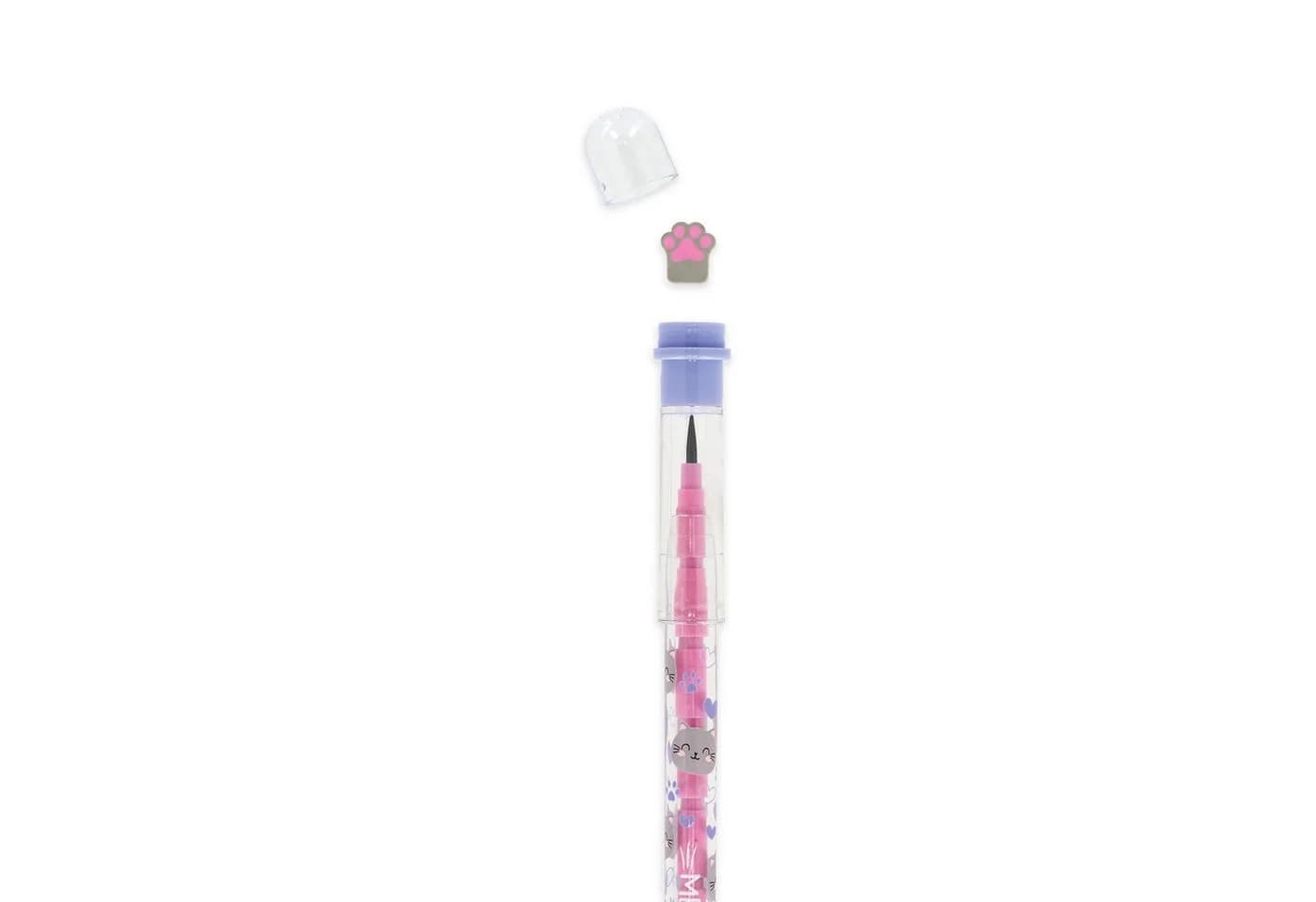Legami Stapelbarer Bleistift mit Radiergummi Take a Tip Kitty Katze - Bild 5