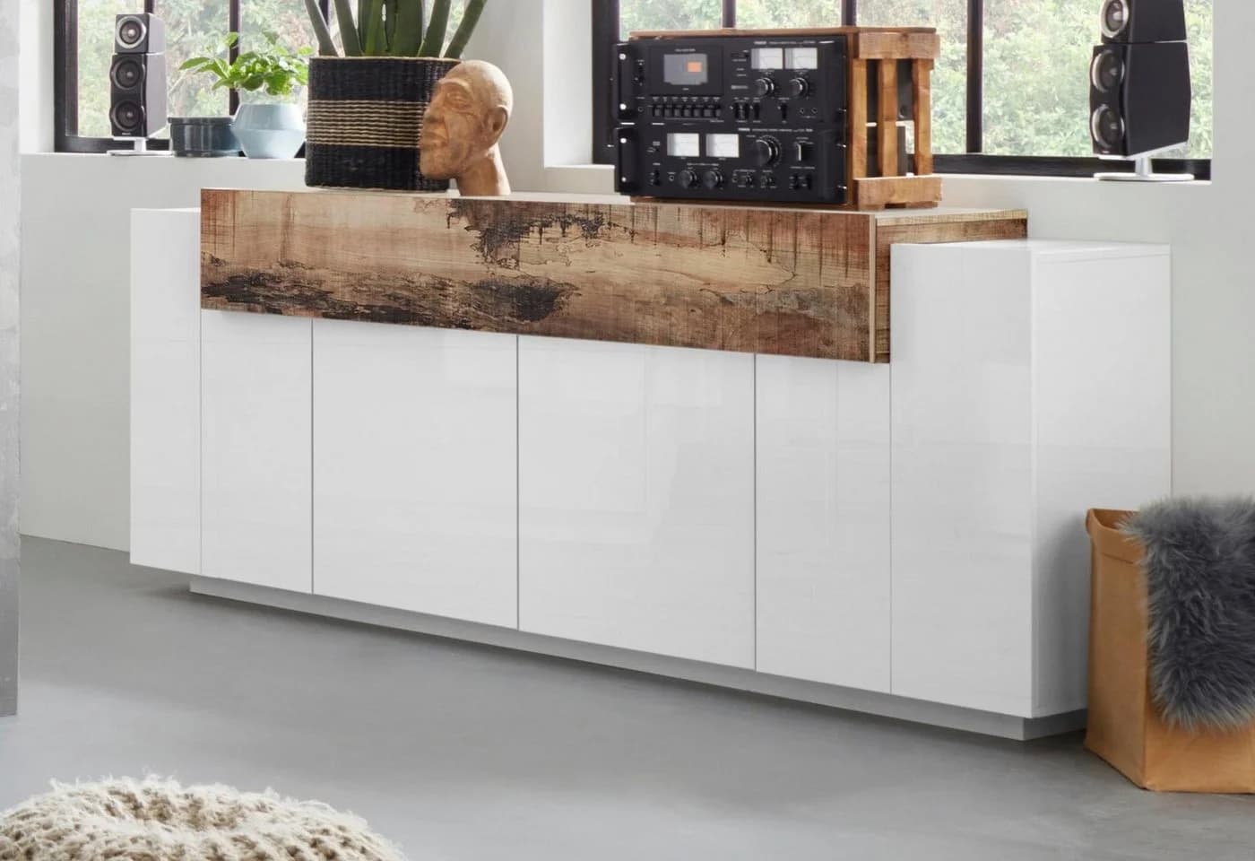 HOME AFFAIRE Sideboard Coro Weiß Hochglanz mit Push-to-open