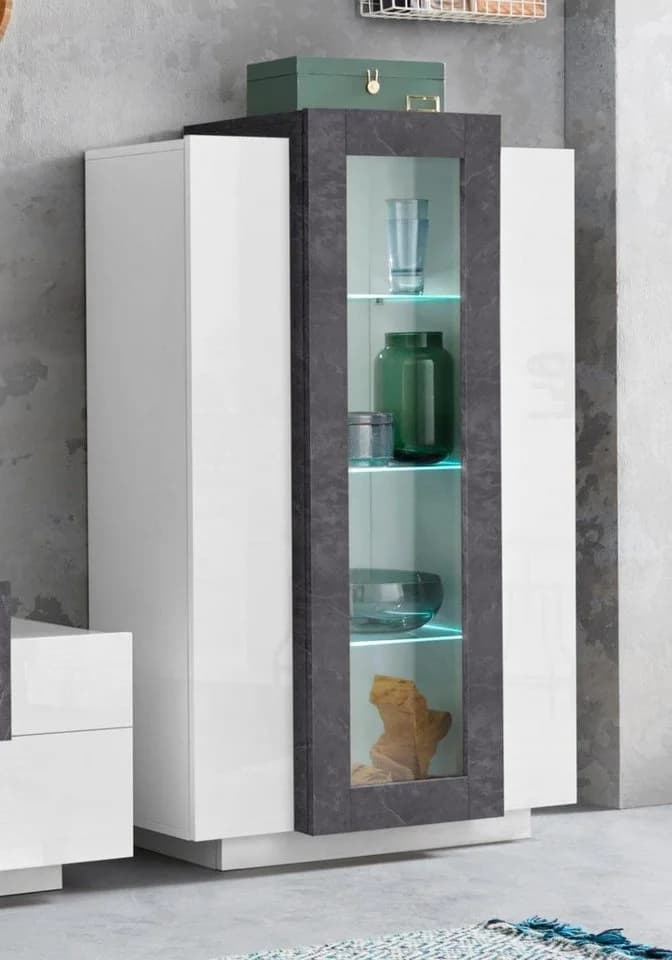 HOME AFFAIRE Coro Vitrine Weiß Hochglanz mit Glastür - Bild 2