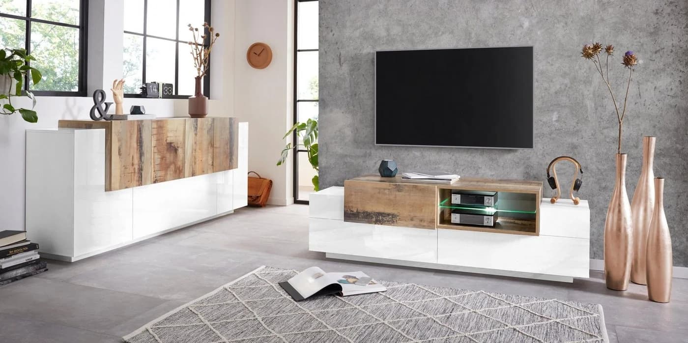 HOME AFFAIRE Sideboard Coro Weiß Grifflos Hochglanz - Bild 5