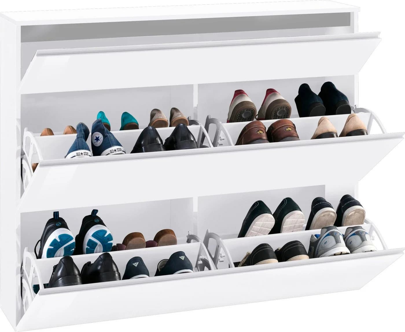 HOME AFFAIRE Schuhschrank Magic Weiß Hochglanz 3 Klappen - Bild 5
