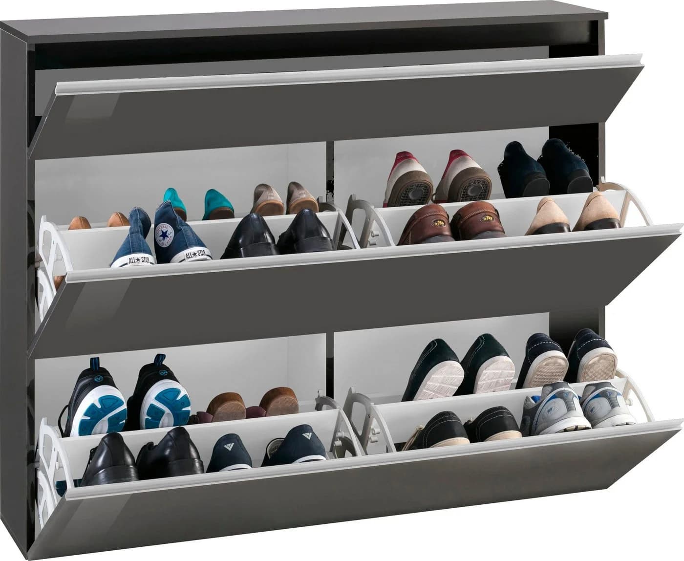 HOME AFFAIRE Magic Schuhschrank Anthrazit Hochglanz 3 Klappen - Bild 5