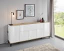 Sideboard HOME AFFAIRE Sunrise Weiß Hochglanz mit Ahorn-Arbeitsplatte Bild 1