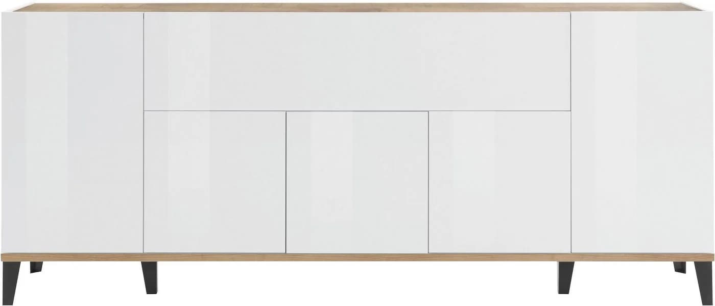 Sideboard HOME AFFAIRE Sunrise Weiß Hochglanz mit Ahorn-Arbeitsplatte - Bild 3