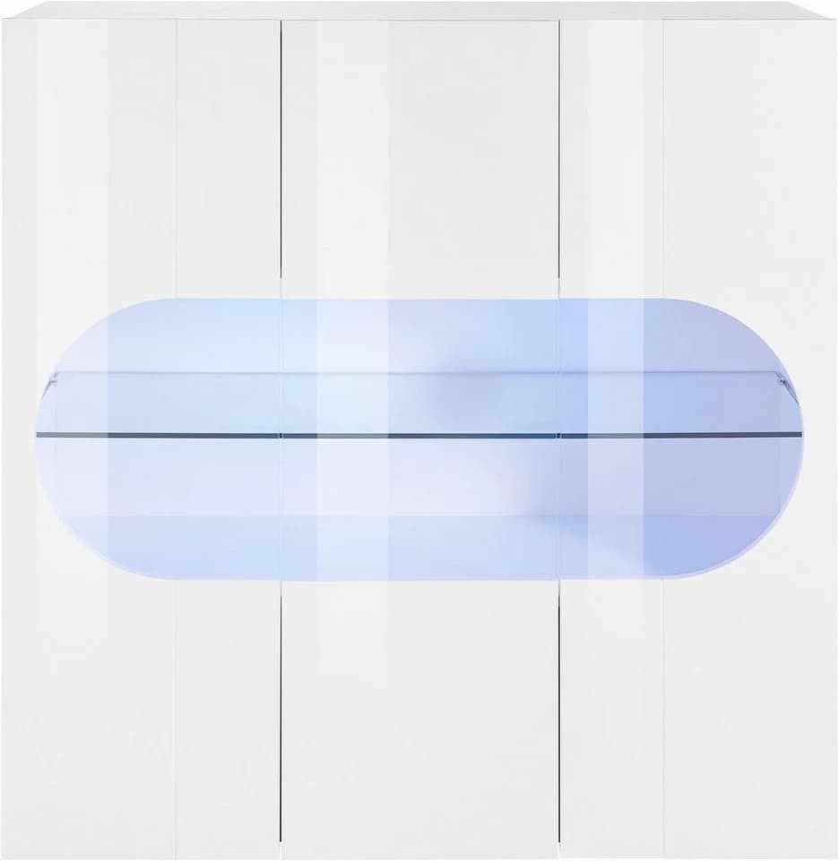 HOME AFFAIRE Real Highboard Weiß Hochglanz mit 3 Glastüren - Bild 4