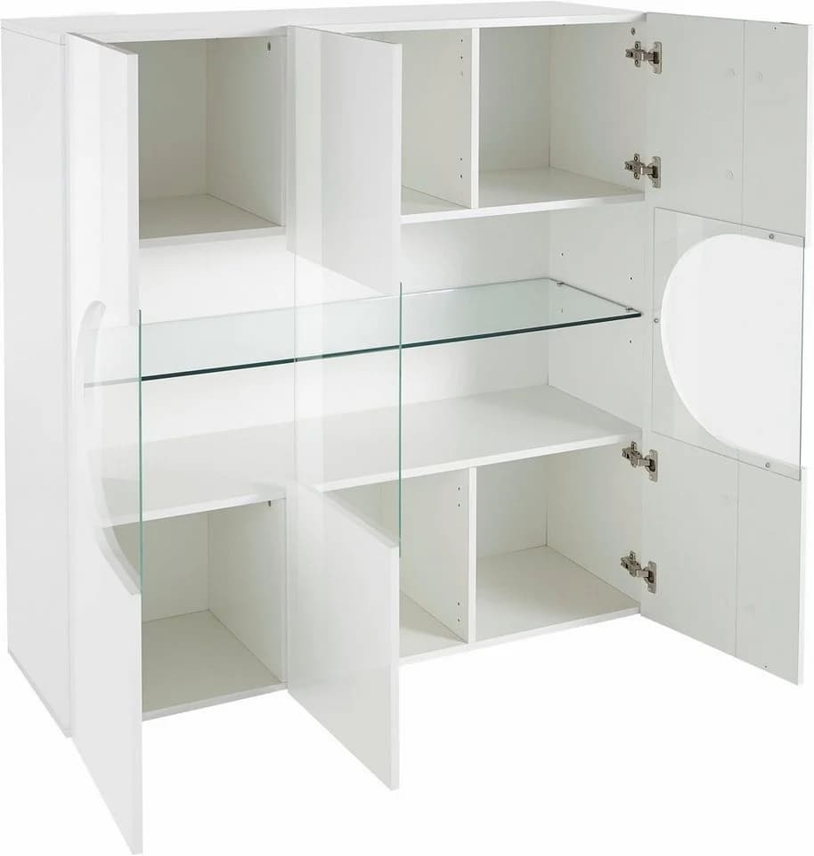 HOME AFFAIRE Real Highboard Weiß Hochglanz mit 3 Glastüren - Bild 5