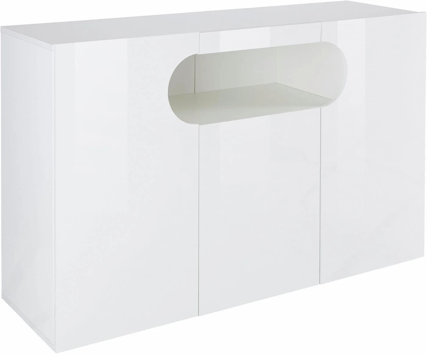 HOME AFFAIRE Sideboard Real Weiß Hochglanz 130cm 3 Türen - Bild 4